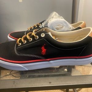 POLO RALPH LAUREN Size 12 Men's Black Canvas KEATON Low Sneaker no tags